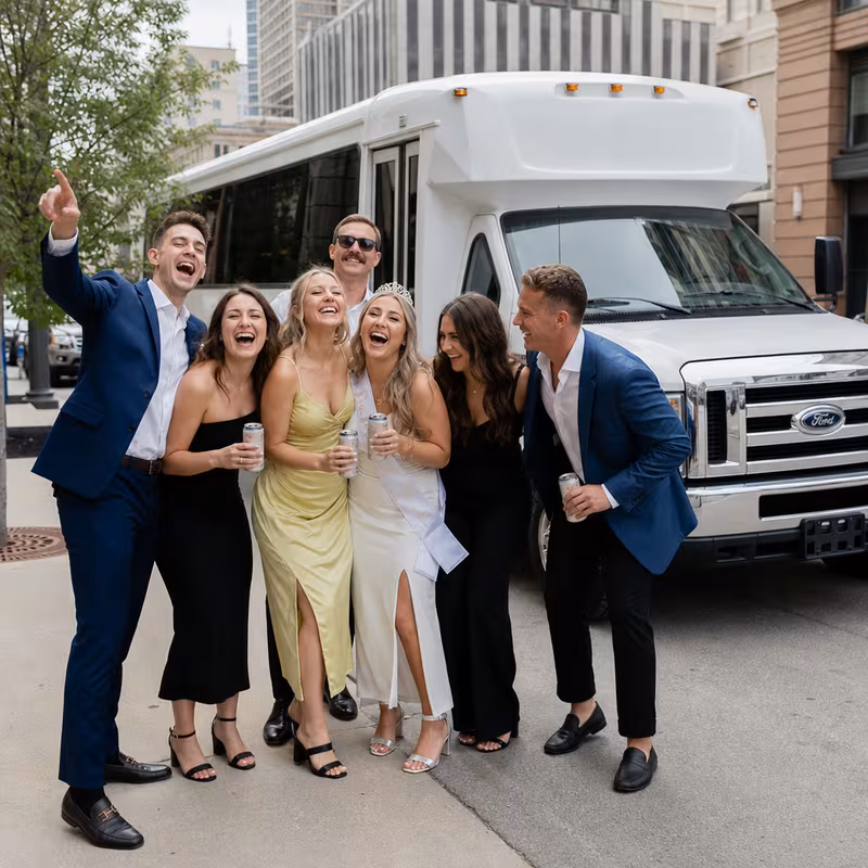 Black Mercedes Sprinter van staged for an Omaha Bachelor & Bachelorette Transportation group