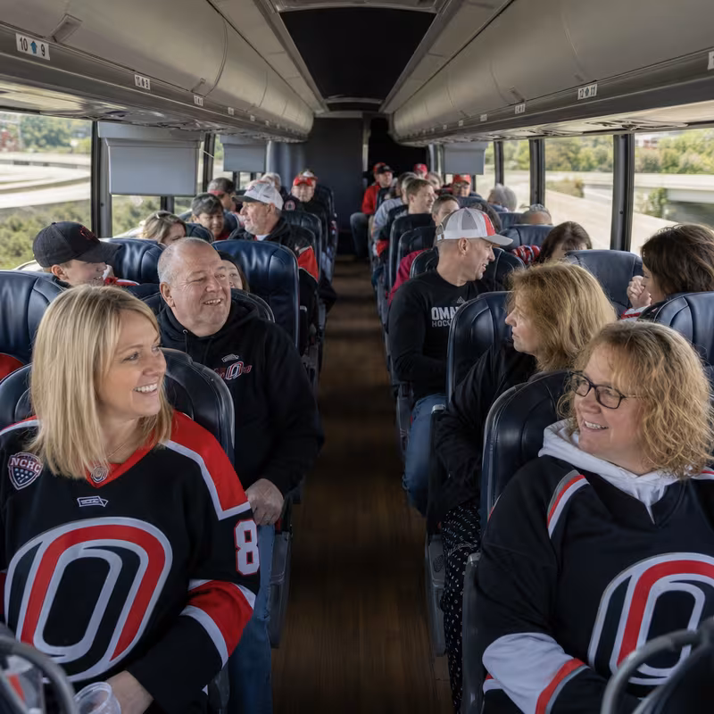 Passenger seating aboard a Omaha party bus rental