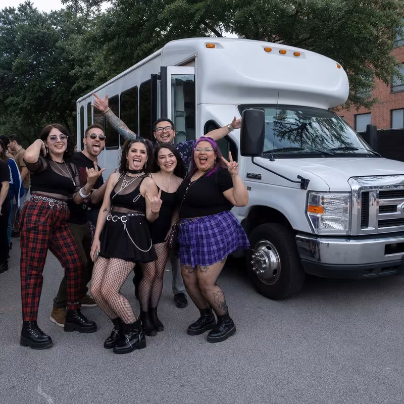 Black Mercedes Sprinter van staged for an Omaha Concert Transportation group
