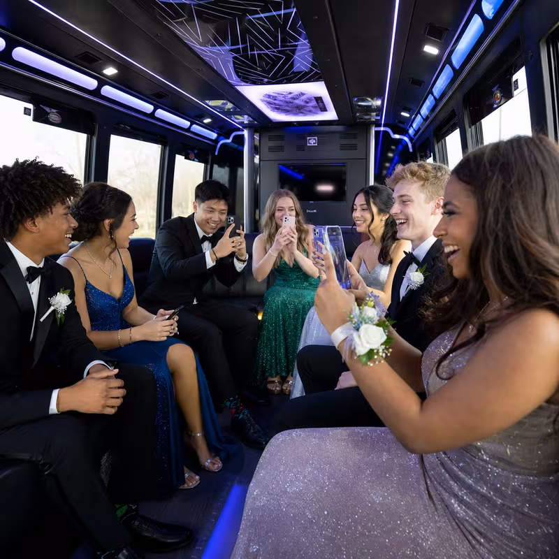 Black Mercedes Sprinter van staged for an Omaha Prom & Homecoming Transportation group