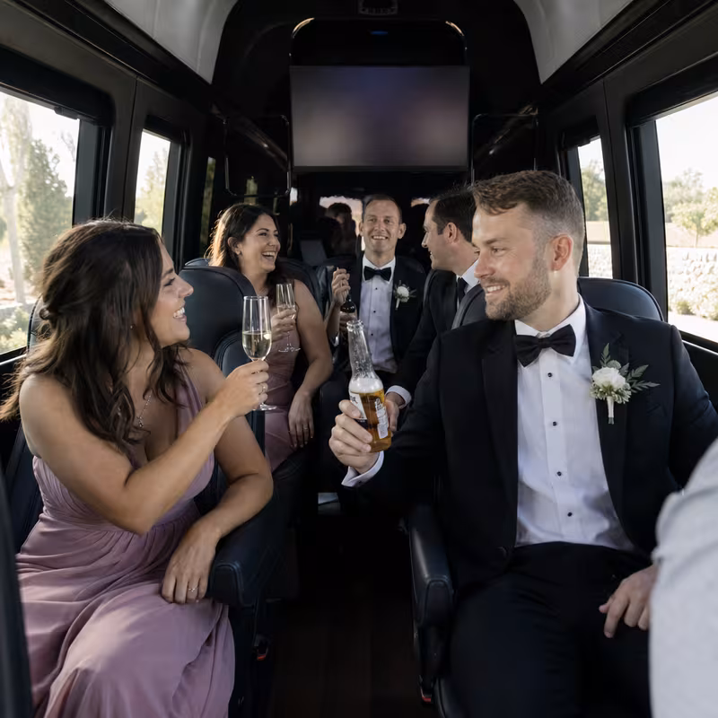 Black Mercedes Sprinter van staged for an Omaha Wedding Transportation group